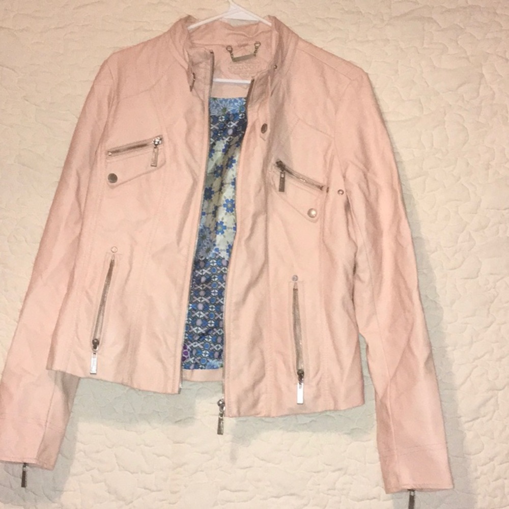 Leather light pink jacket